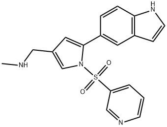 1H-Pyrrole-3-methanamine, 5-(1H-indol-5-yl)-N-methyl-1-(3-pyridinylsulfonyl)- Struktur