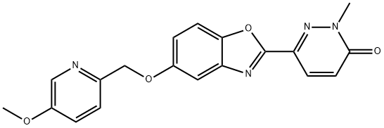 3(2H)-Pyridazinone, 6-[5-[(5-methoxy-2-pyridinyl)methoxy]-2-benzoxazolyl]-2-methyl- Struktur