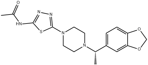 Acetamide, N-[5-[4-[(1S)-1-(1,3-benzodioxol-5-yl)ethyl]-1-piperazinyl]-1,3,4-thiadiazol-2-yl]- Struktur