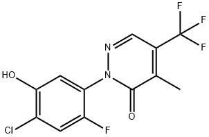 2-(4-Chloro-2-fluoro-5-hydroxyphenyl)-4-methyl-5-(trifluoromethyl)-3(2H)-pyridazinone Struktur