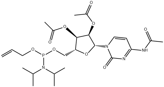 Cytidine, N-acetyl-, 2',3'-diacetate 5'-[2-propenyl bis(1-methylethyl)phosphoramidite] (9CI) Struktur