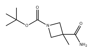 1-Azetidinecarboxylic acid, 3-(aminocarbonyl)-3-methyl-, 1,1-dimethylethyl ester Struktur