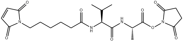 L-Alanine, N-[6-(2,5-dihydro-2,5-dioxo-1H-pyrrol-1-yl)-1-oxohexyl]-L-valyl-, 2,5-dioxo-1-pyrrolidinyl ester Struktur