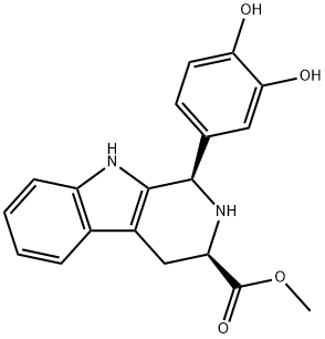 1H-Pyrido[3,4-b]indole-3-carboxylic acid, 1-(3,4-dihydroxyphenyl)-2,3,4,9-tetrahydro-, methyl ester, (1R,3R)- Struktur