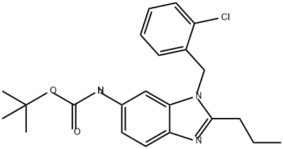 Carbamic acid, [1-[(2-chlorophenyl)methyl]-2-propyl-1H-benzimidazol-6-yl]-, 1,1-dimethylethyl ester (9CI) Struktur