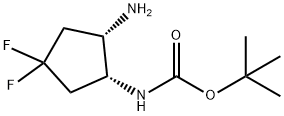 rac-tert-butyl N-[(1R,2S)-2-amino-4,4-difluorocyclopentyl]carbamate, cis Struktur