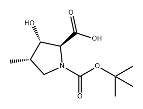 1,2-Pyrrolidinedicarboxylic acid, 3-hydroxy-4-methyl-, 1-(1,1-dimethylethyl) ester, (2S,3S,4S)- Struktur