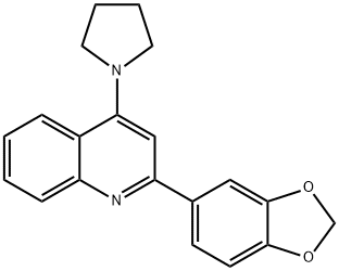 Quinoline, 2-(1,3-benzodioxol-5-yl)-4-(1-pyrrolidinyl)- Struktur