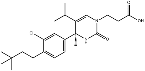 1(2H)-Pyrimidinepropanoic acid, 4-[3-chloro-4-(3,3-dimethylbutyl)phenyl]-3,4-dihydro-4-methyl-5-(1-methylethyl)-2-oxo-, (4S)- Struktur