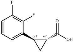 rac-(1R,2R)-2-(2,3-difluorophenyl)cyclopropane-1-carboxylic acid Struktur