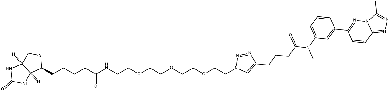 1H-Thieno[3,4-d]imidazole-4-pentanamide, hexahydro-N-[2-[2-[2-[2-[4-[4-[methyl[3-(3-methyl-1,2,4-triazolo[4,3-b]pyridazin-6-yl)phenyl]amino]-4-oxobutyl]-1H-1,2,3-triazol-1-yl]ethoxy]ethoxy]ethoxy]ethyl]-2-oxo-, (3aS,4S,6aR)- Struktur