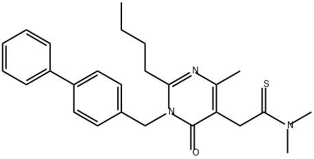 5-Pyrimidineethanethioamide, 1-([1,1'-biphenyl]-4-ylmethyl)-2-butyl-1,6-dihydro-N,N,4-trimethyl-6-oxo- Struktur