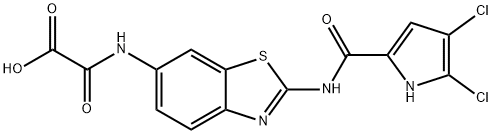 Acetic acid, 2-[[2-[[(4,5-dichloro-1H-pyrrol-2-yl)carbonyl]amino]-6-benzothiazolyl]amino]-2-oxo- Struktur