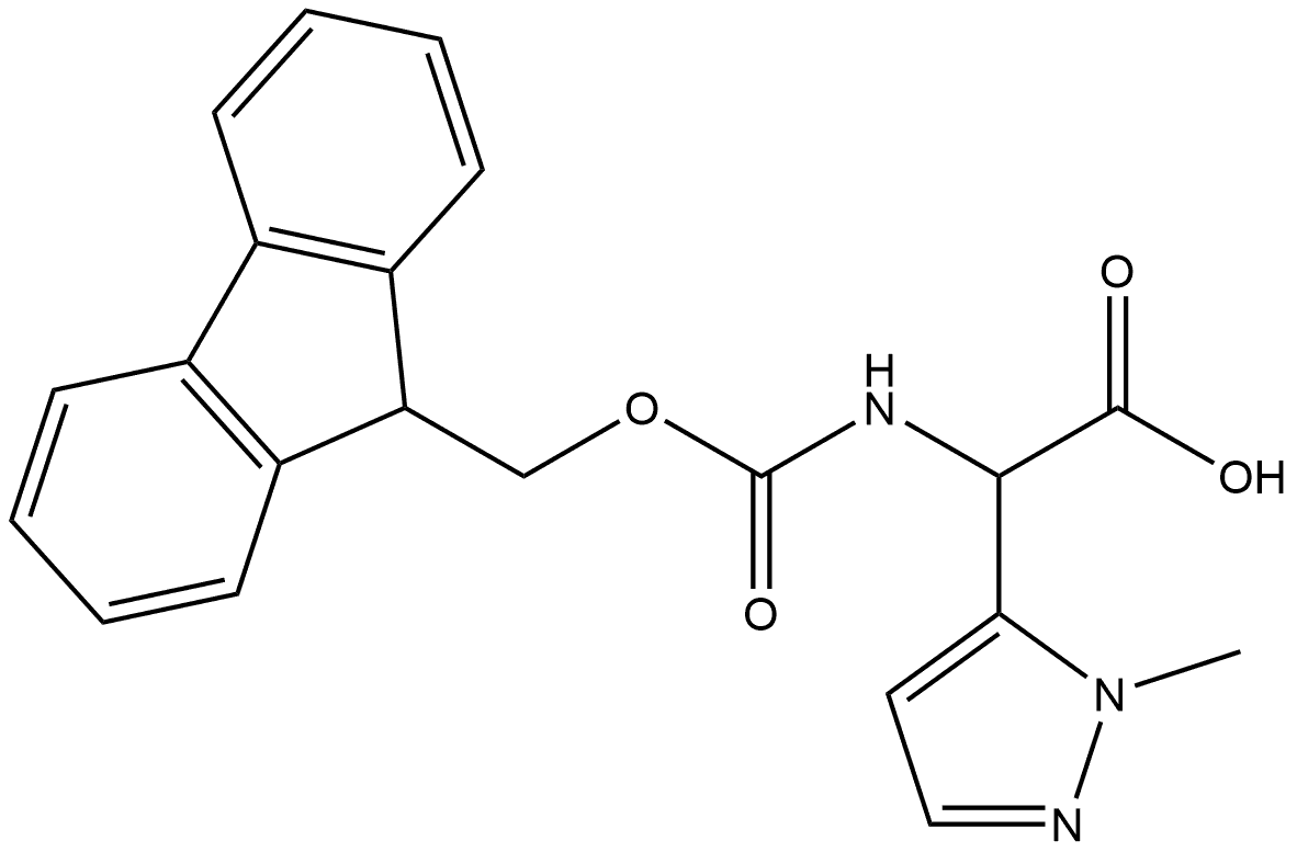 1H-Pyrazole-5-acetic acid, α-[[(9H-fluoren-9-ylmethoxy)carbonyl]amino]-1-methyl- Struktur