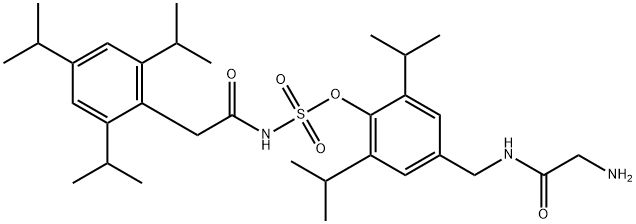 Sulfamic acid, [[2,4,6-tris(1-methylethyl)phenyl]acetyl]-, 4-[[(aminoacetyl)amino]methyl]-2,6-bis(1-methylethyl)phenyl ester (9CI) Struktur