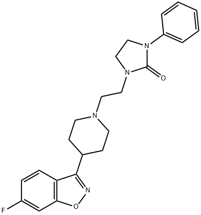 2-Imidazolidinone, 1-[2-[4-(6-fluoro-1,2-benzisoxazol-3-yl)-1-piperidinyl]ethyl]-3-phenyl- Struktur