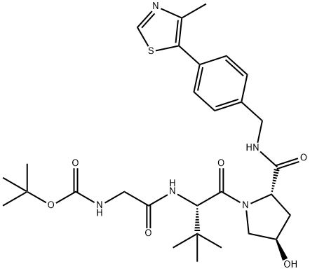 L-Prolinamide, N-[(1,1-dimethylethoxy)carbonyl]glycyl-3-methyl-L-valyl-4-hydroxy-N-[[4-(4-methyl-5-thiazolyl)phenyl]methyl]-, (4R)- Struktur