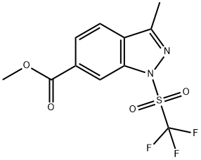 1H-Indazole-6-carboxylic acid, 3-methyl-1-[(trifluoromethyl)sulfonyl]-, methyl ester Struktur