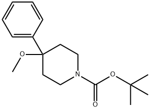 1-Piperidinecarboxylic acid, 4-methoxy-4-phenyl-, 1,1-dimethylethyl ester Struktur