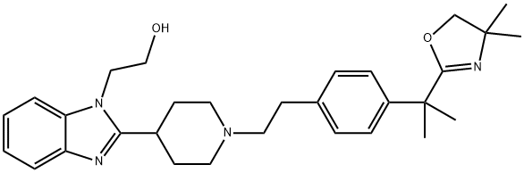 1H-Benzimidazole-1-ethanol, 2-[1-[2-[4-[1-(4,5-dihydro-4,4-dimethyl-2-oxazolyl)-1-methylethyl]phenyl]ethyl]-4-piperidinyl]- Struktur