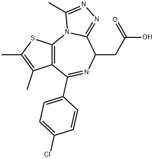 6H-Thieno[3,2-f][1,2,4]triazolo[4,3-a][1,4]diazepine-6-acetic acid, 4-(4-chlorophenyl)-2,3,9-trimethyl- Struktur