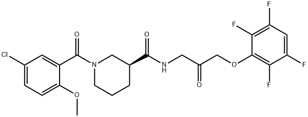 3-Piperidinecarboxamide, 1-(5-chloro-2-methoxybenzoyl)-N-[2-oxo-3-(2,3,5,6-tetrafluorophenoxy)propyl]-, (3S)- Struktur