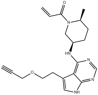 2-Propen-1-one, 1-[(2S,5R)-2-methyl-5-[[5-[2-(2-propyn-1-yloxy)ethyl]-7H-pyrrolo[2,3-d]pyrimidin-4-yl]amino]-1-piperidinyl]- Struktur