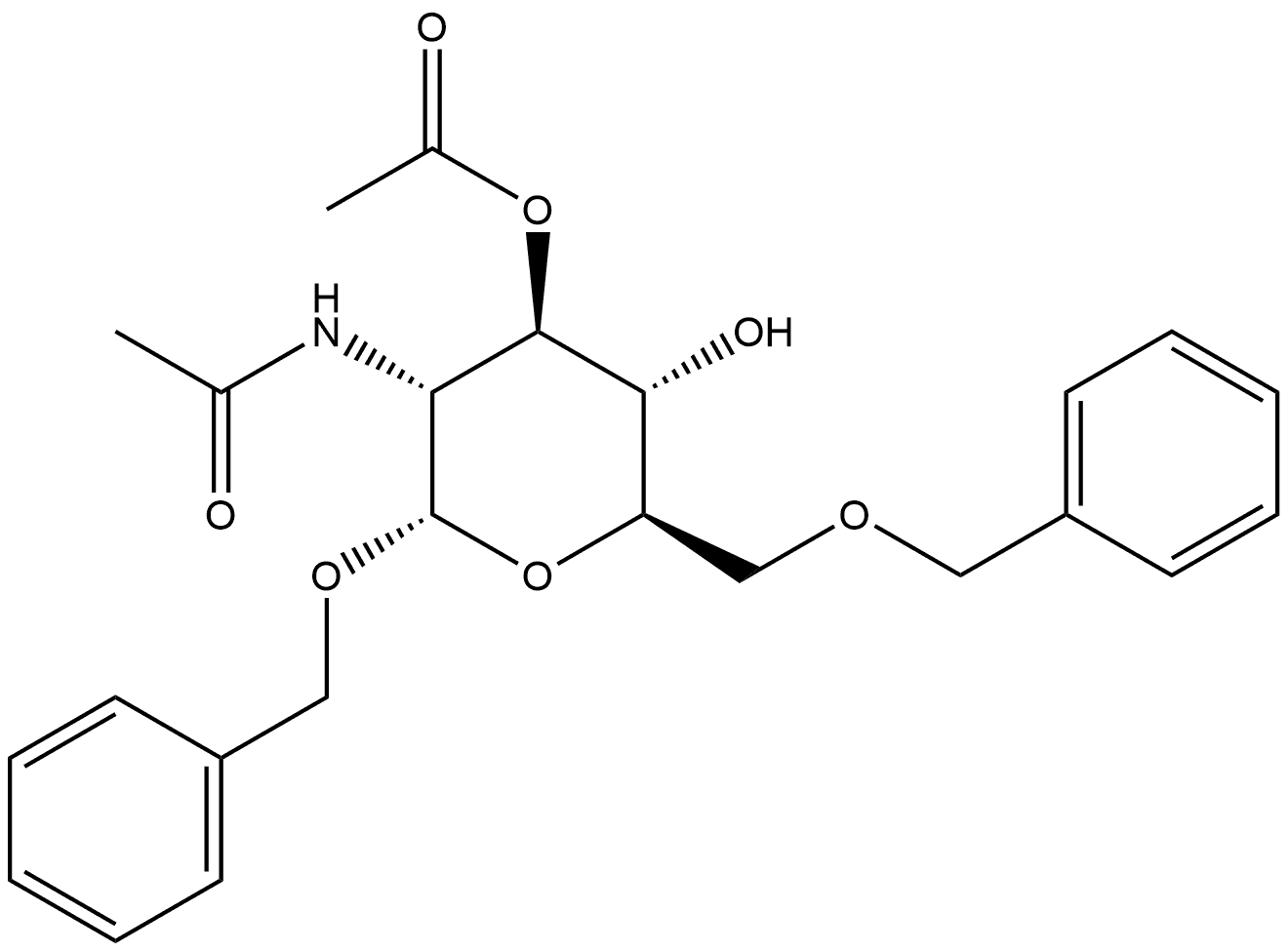 Benzyl 2-acetamido-3-O-acetyl-6-O-benzyl-2-deoxy-α-D-glucopyranoside Struktur