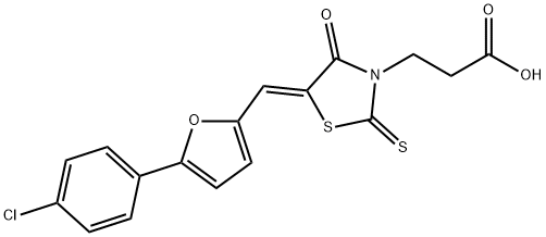 3-Thiazolidinepropanoic acid, 5-[[5-(4-chlorophenyl)-2-furanyl]methylene]-4-oxo-2-thioxo-, (5Z)- Struktur