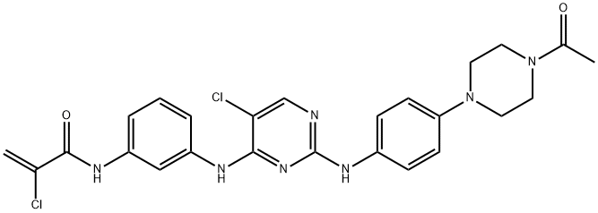 2-Propenamide, N-[3-[[2-[[4-(4-acetyl-1-piperazinyl)phenyl]amino]-5-chloro-4-pyrimidinyl]amino]phenyl]-2-chloro- Struktur