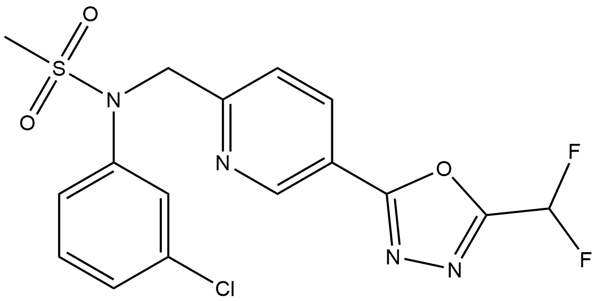 N-(3-Chlorophenyl)-N-[[5-[5-(difluoromethyl)-1,3,4-oxadiazol-2-yl]-2-pyridinyl]methyl]methanesulfonamide Struktur