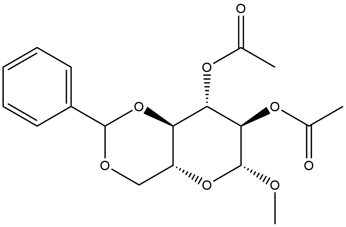 Methyl 2,3-di-O-acetyl-4,6-O-benzylidene-β-D-glucopyranoside Struktur