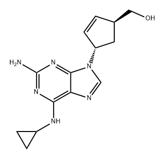 2-Cyclopentene-1-methanol, 4-[2-amino-6-(cyclopropylamino)-9H-purin-9-yl]-, (1S,4S)- Struktur