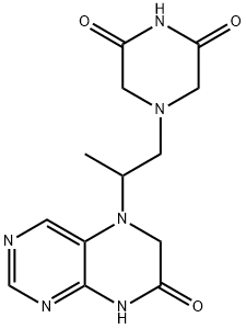 2,6-Piperazinedione, 4-[2-(7,8-dihydro-7-oxo-5(6H)-pteridinyl)propyl]- Struktur