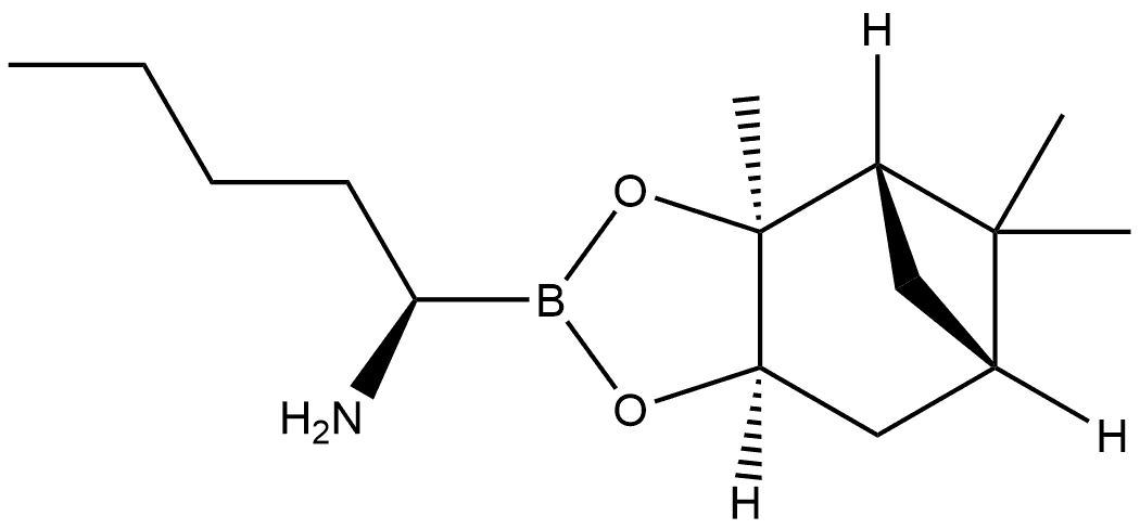 4,6-Methano-1,3,2-benzodioxaborole-2-methanamine, α-butylhexahydro-3a,5,5-trimethyl-, (αR,3aS,4S,6S,7aR)- Struktur