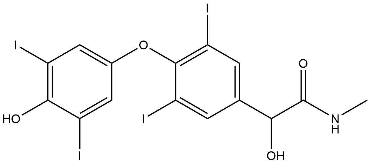 α-Hydroxy-4-(4-hydroxy-3,5-diiodophenoxy)-3,5-diiodo-N-methyl-benzeneacetamide, 2088032-68-0, 結(jié)構(gòu)式