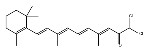 3,5,7,9-Decatetraen-2-one, 1,1-dichloro-4,8-dimethyl-10-(2,6,6-trimethyl-1-cyclohexen-1-yl)-, (3E,5E,7E,9E)- Struktur