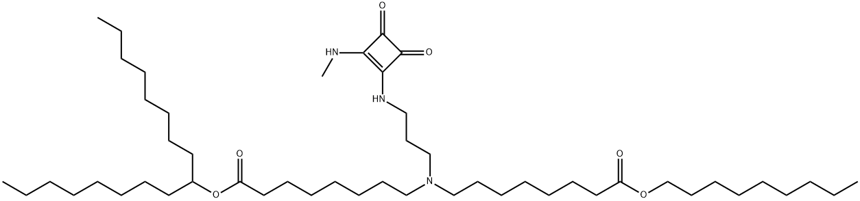 1-Octylnonyl 8-[[3-[[2-(methylamino)-3,4-dioxo-1-cyclobuten-1-yl]amino] propyl] [8- (nonyloxy)-8-oxooctyl] amino]octanoate Struktur