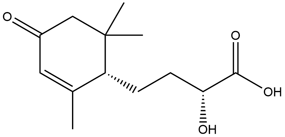 (αR,1S)-α-Hydroxy-2,6,6-trimethyl-4-oxo-2-cyclohexene-1-butanoic acid Struktur