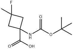 1-((t-Butoxycarbonyl)amino)-3-fluoro-3-methylcyclobutane-1-carboxylic acid Struktur