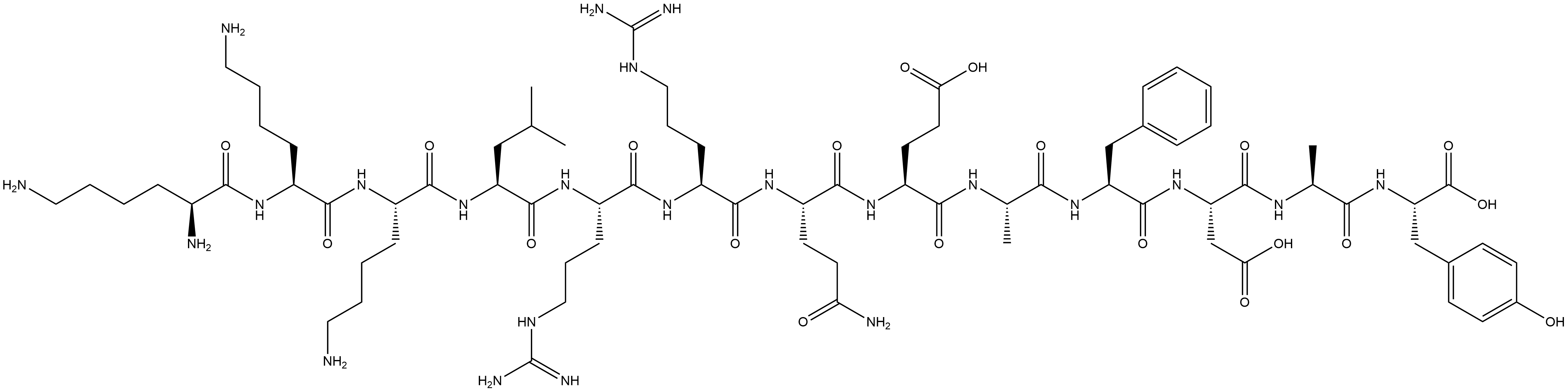 L-Tyrosine, L-lysyl-L-lysyl-L-lysyl-L-leucyl-L-arginyl-L-arginyl-L-glutaminyl-L-α-glutamyl-L-alanyl-L-phenylalanyl-L-α-aspartyl-L-alanyl- Struktur