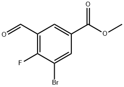 Benzoic acid, 3-bromo-4-fluoro-5-formyl-, methyl ester Struktur