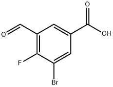 Benzoic acid, 3-bromo-4-fluoro-5-formyl- Struktur