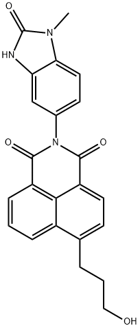 1H-Benz[de]isoquinoline-1,3(2H)-dione, 2-(2,3-dihydro-1-methyl-2-oxo-1H-benzimidazol-5-yl)-6-(3-hydroxypropyl)- Struktur