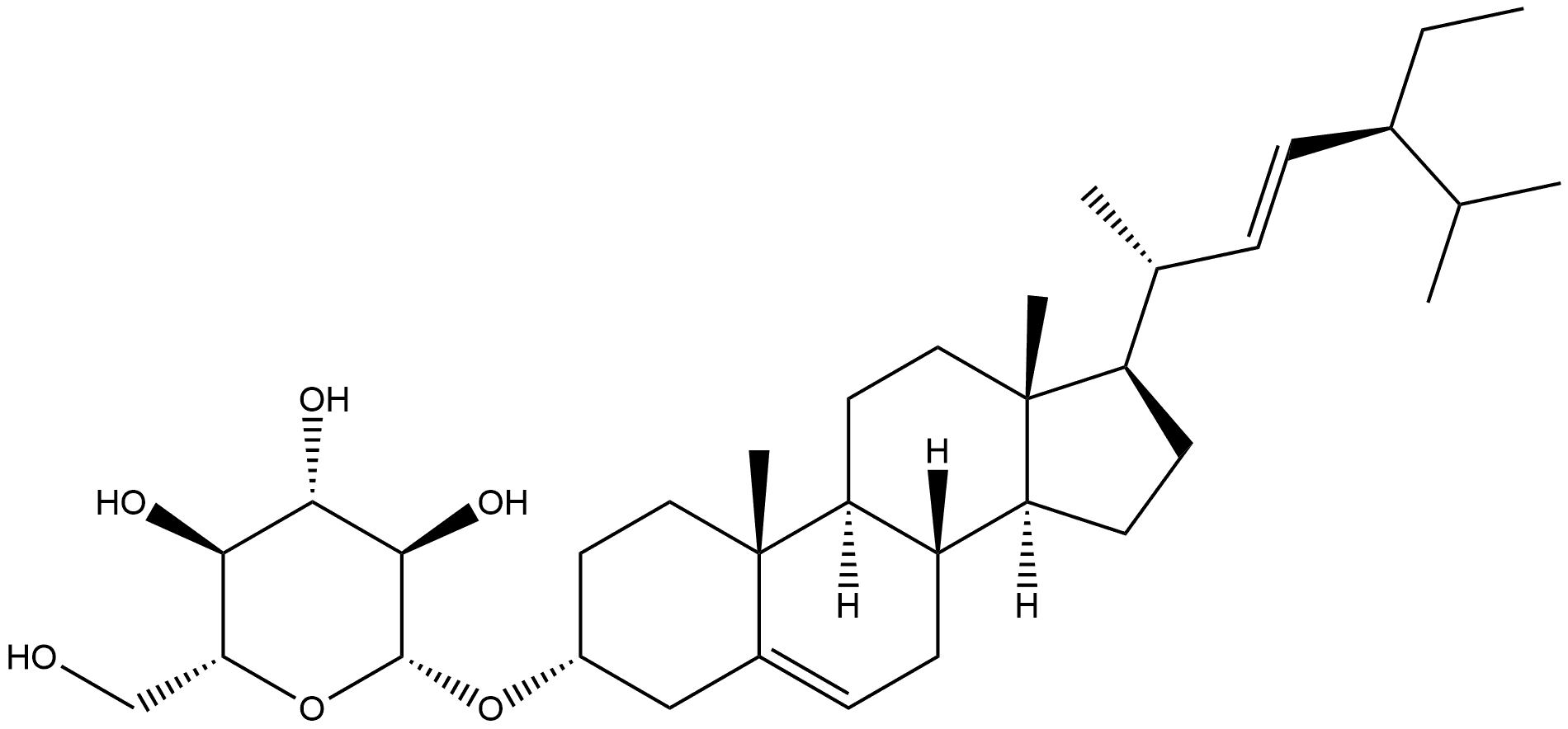 β-D-Glucopyranoside, (3β,8α,9β,22E)-stigmasta-5,22-dien-3-yl Struktur