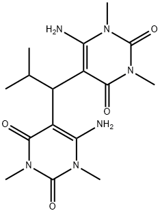 2,4(1H,3H)-Pyrimidinedione, 5,5'-(2-methylpropylidene)bis[6-amino-1,3-dimethyl- Struktur