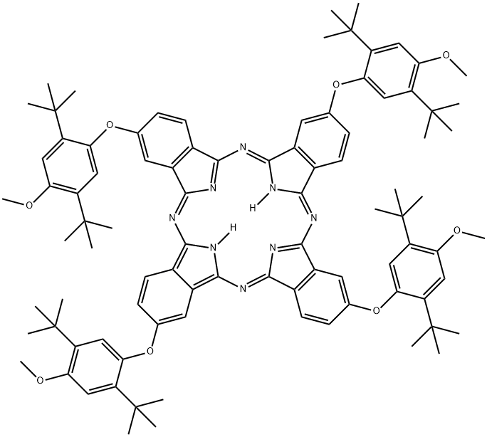 29H,31H-Phthalocyanine, 2,9,16,23-tetrakis[2,5-bis(1,1-dimethylethyl)-4-methoxyphenoxy]- Struktur