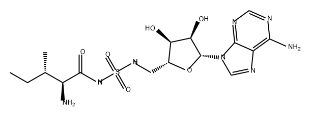 Adenosine, 5'-[[[[(2S,3S)-2-amino-3-methyl-1-oxopentyl]amino]sulfonyl]amino]-5'-deoxy- Struktur