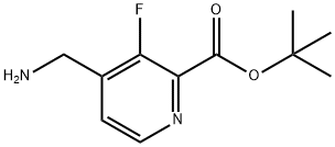 2-Pyridinecarboxylic acid, 4-(aminomethyl)-3-fluoro-, 1,1-dimethylethyl ester Struktur