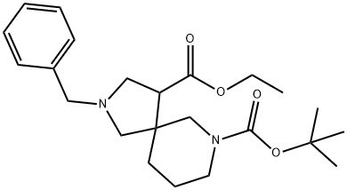 2,7-Diazaspiro[4.5]decane-4,7-dicarboxylic acid, 2-(phenylmethyl)-, 7-(1,1-dimethylethyl) 4-ethyl ester Struktur